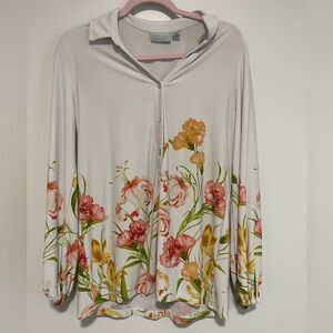 Susan Graver White Floral Blouse